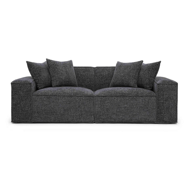 TOV Furniture Mindy 84" Modular Loveseat - Plush Chenille Basketweave with Deep Seating for Ultimate Comfort Charcoal TOV-L69319-LO