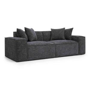 TOV Furniture Mindy 84" Modular Loveseat - Plush Chenille Basketweave with Deep Seating for Ultimate Comfort Charcoal TOV-L69319-LO