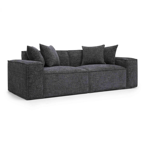 TOV Furniture Mindy 84" Modular Loveseat - Plush Chenille Basketweave with Deep Seating for Ultimate Comfort Charcoal TOV-L69319-LO