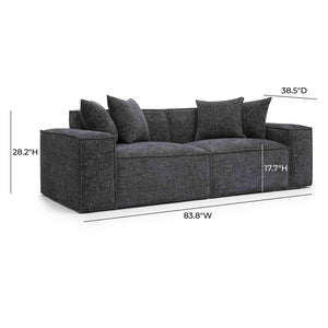 TOV Furniture Mindy 84" Modular Loveseat - Plush Chenille Basketweave with Deep Seating for Ultimate Comfort Charcoal TOV-L69319-LO