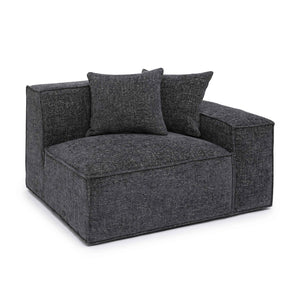 TOV Furniture Mindy Modular Corner Chair - Cozy Chenille Basketweave with Deep Seating for Stylish Living Spaces Charcoal / RAF TOV-L69319-RC