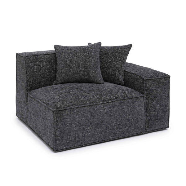 TOV Furniture Mindy Modular Corner Chair - Cozy Chenille Basketweave with Deep Seating for Stylish Living Spaces Charcoal / RAF TOV-L69319-RC