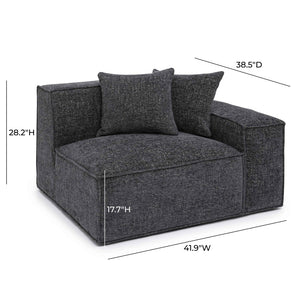 TOV Furniture Mindy Modular Corner Chair - Cozy Chenille Basketweave with Deep Seating for Stylish Living Spaces Charcoal / RAF TOV-L69319-RC