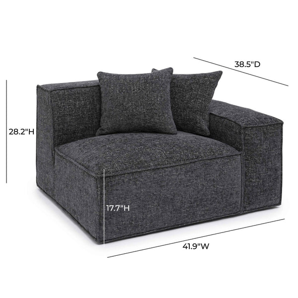 TOV Furniture Mindy Modular Corner Chair - Cozy Chenille Basketweave with Deep Seating for Stylish Living Spaces Charcoal / RAF TOV-L69319-RC