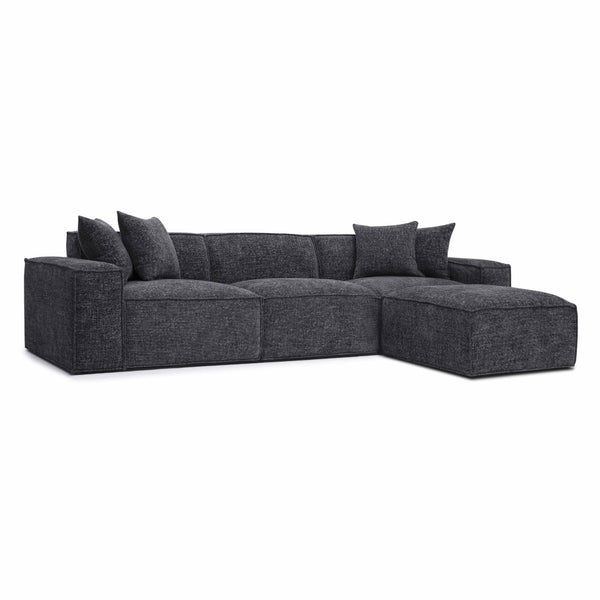TOV Furniture Mindy 4-Piece Modular Sectional Sofa - Cozy Chenille Design with Plush Pillows for Ultimate Comfort Charcoal TOV-L69319-SEC