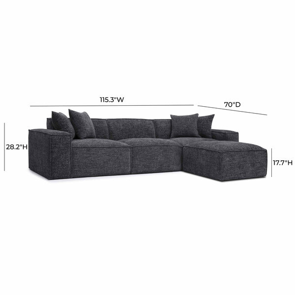 TOV Furniture Mindy 4-Piece Modular Sectional Sofa - Cozy Chenille Design with Plush Pillows for Ultimate Comfort Charcoal TOV-L69319-SEC