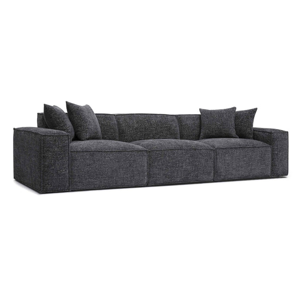 TOV Furniture Mindy 115" Chenille Basketweave Modular Sofa - Effortless Comfort with Modern Versatility for Your Home Charcoal TOV-L69319-SO