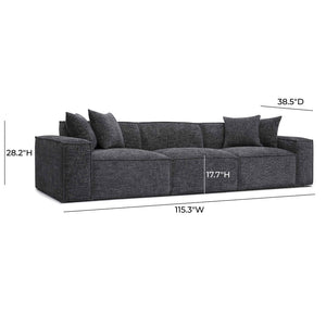 TOV Furniture Mindy 115" Chenille Basketweave Modular Sofa - Effortless Comfort with Modern Versatility for Your Home Charcoal TOV-L69319-SO