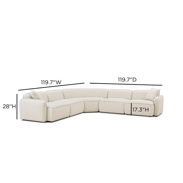 TOV Furniture Travie 5-Piece Modular L-Sectional in Warm Sand – Sustainable, Comfortable, and Customizable Design TOV-L69328-SEC