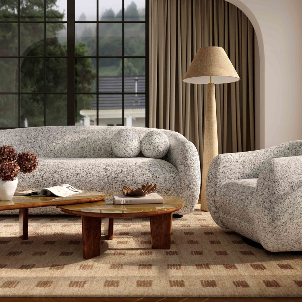 TOV Furniture Judy 80" Black & White Woven Fabric Sofa - Modern Art Deco Design with Full-Foam Comfort & Pillows TOV-L69356