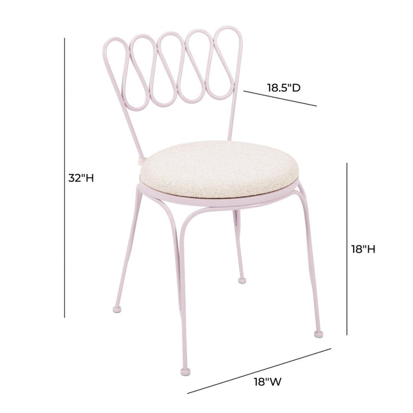 TOV Furniture Erica Wrought Iron Outdoor Chair - Stylish, Weather-Resistant Bistro Seating for Relaxed Patios Pink TOV-O18666