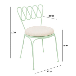 TOV Furniture Erica Wrought Iron Outdoor Chair - Stylish, Weather-Resistant Bistro Seating for Relaxed Patios Mint Green TOV-O18667