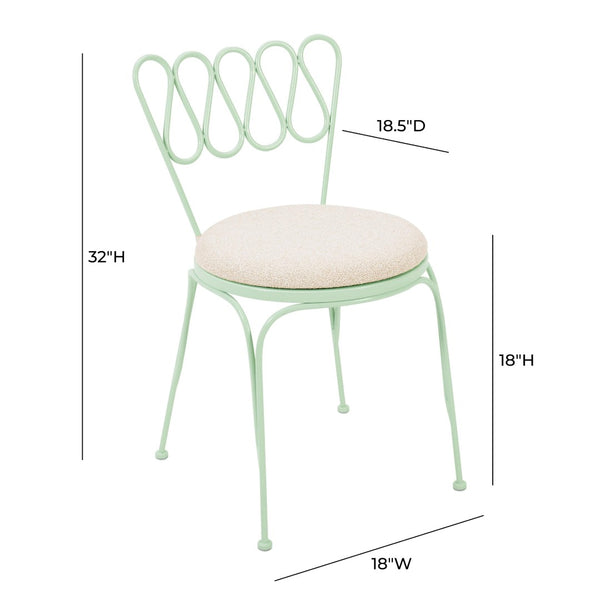 TOV Furniture Erica Wrought Iron Outdoor Chair - Stylish, Weather-Resistant Bistro Seating for Relaxed Patios Mint Green TOV-O18667