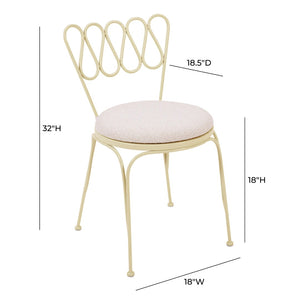 TOV Furniture Erica Wrought Iron Outdoor Chair - Stylish, Weather-Resistant Bistro Seating for Relaxed Patios Cream TOV-O18668