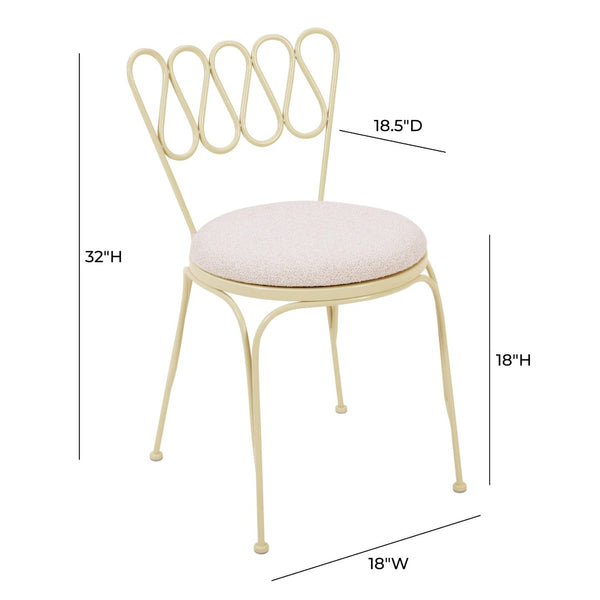 TOV Furniture Erica Wrought Iron Outdoor Chair - Stylish, Weather-Resistant Bistro Seating for Relaxed Patios Cream TOV-O18668