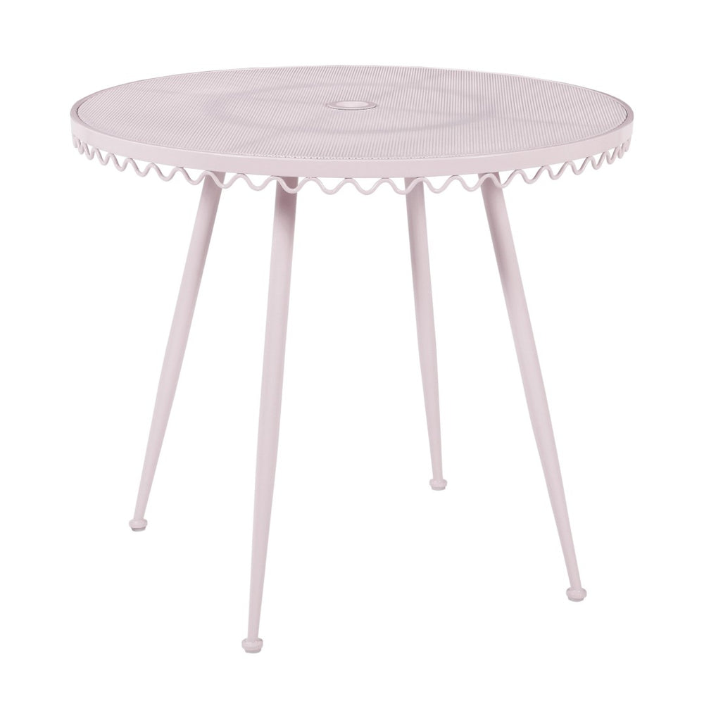 TOV Furniture Erica Wrought Iron Round Cafe Table - Vintage Charm for Outdoor Dining, Seats 2-4, Handmade Elegance Pink TOV-O18669