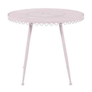 TOV Furniture Erica Wrought Iron Round Cafe Table - Vintage Charm for Outdoor Dining, Seats 2-4, Handmade Elegance Pink TOV-O18669