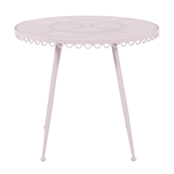 TOV Furniture Erica Wrought Iron Round Cafe Table - Vintage Charm for Outdoor Dining, Seats 2-4, Handmade Elegance Pink TOV-O18669