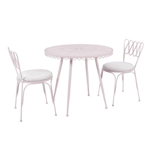 TOV Furniture Erica Wrought Iron Round Cafe Table - Vintage Charm for Outdoor Dining, Seats 2-4, Handmade Elegance Pink TOV-O18669