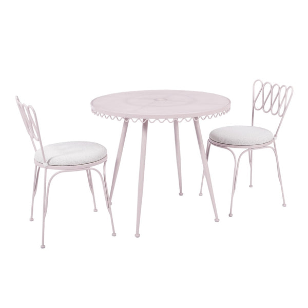 TOV Furniture Erica Wrought Iron Round Cafe Table - Vintage Charm for Outdoor Dining, Seats 2-4, Handmade Elegance Pink TOV-O18669