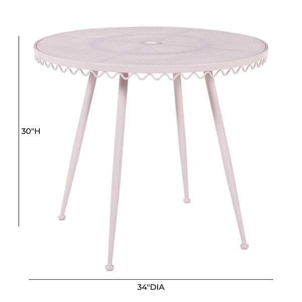 TOV Furniture Erica Wrought Iron Round Cafe Table - Vintage Charm for Outdoor Dining, Seats 2-4, Handmade Elegance Pink TOV-O18669