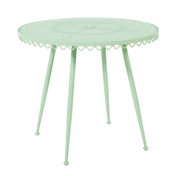 TOV Furniture Erica Wrought Iron Round Cafe Table - Vintage Charm for Outdoor Dining, Seats 2-4, Handmade Elegance Mint Green TOV-O18670