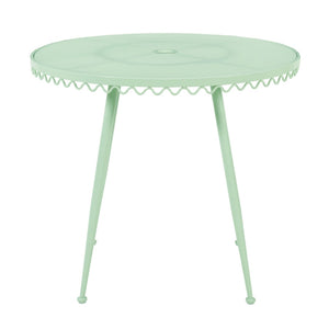 TOV Furniture Erica Wrought Iron Round Cafe Table - Vintage Charm for Outdoor Dining, Seats 2-4, Handmade Elegance Mint Green TOV-O18670
