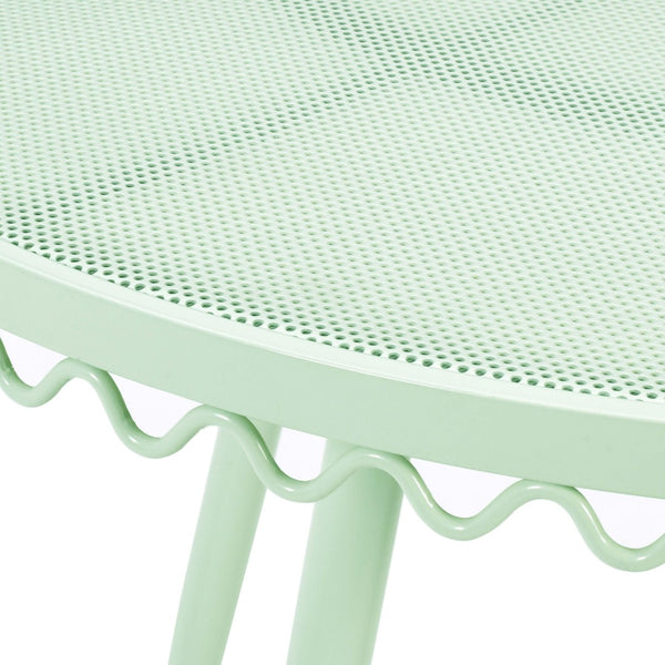 TOV Furniture Erica Wrought Iron Round Cafe Table - Vintage Charm for Outdoor Dining, Seats 2-4, Handmade Elegance Mint Green TOV-O18670