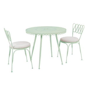 TOV Furniture Erica Wrought Iron Round Cafe Table - Vintage Charm for Outdoor Dining, Seats 2-4, Handmade Elegance Mint Green TOV-O18670