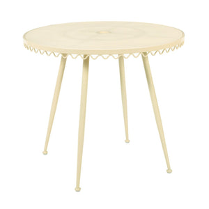 TOV Furniture Erica Wrought Iron Round Cafe Table - Vintage Charm for Outdoor Dining, Seats 2-4, Handmade Elegance Cream TOV-O18671