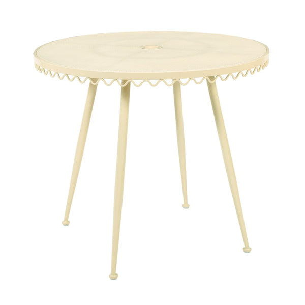 TOV Furniture Erica Wrought Iron Round Cafe Table - Vintage Charm for Outdoor Dining, Seats 2-4, Handmade Elegance Cream TOV-O18671
