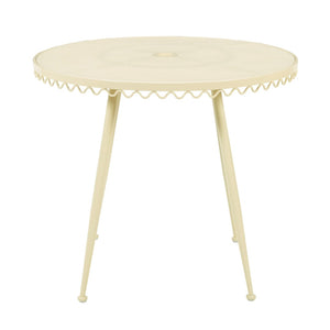 TOV Furniture Erica Wrought Iron Round Cafe Table - Vintage Charm for Outdoor Dining, Seats 2-4, Handmade Elegance Cream TOV-O18671