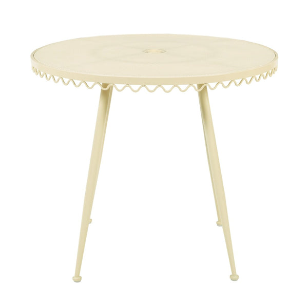 TOV Furniture Erica Wrought Iron Round Cafe Table - Vintage Charm for Outdoor Dining, Seats 2-4, Handmade Elegance Cream TOV-O18671