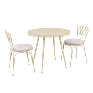 TOV Furniture Erica Wrought Iron Round Cafe Table - Vintage Charm for Outdoor Dining, Seats 2-4, Handmade Elegance Cream TOV-O18671