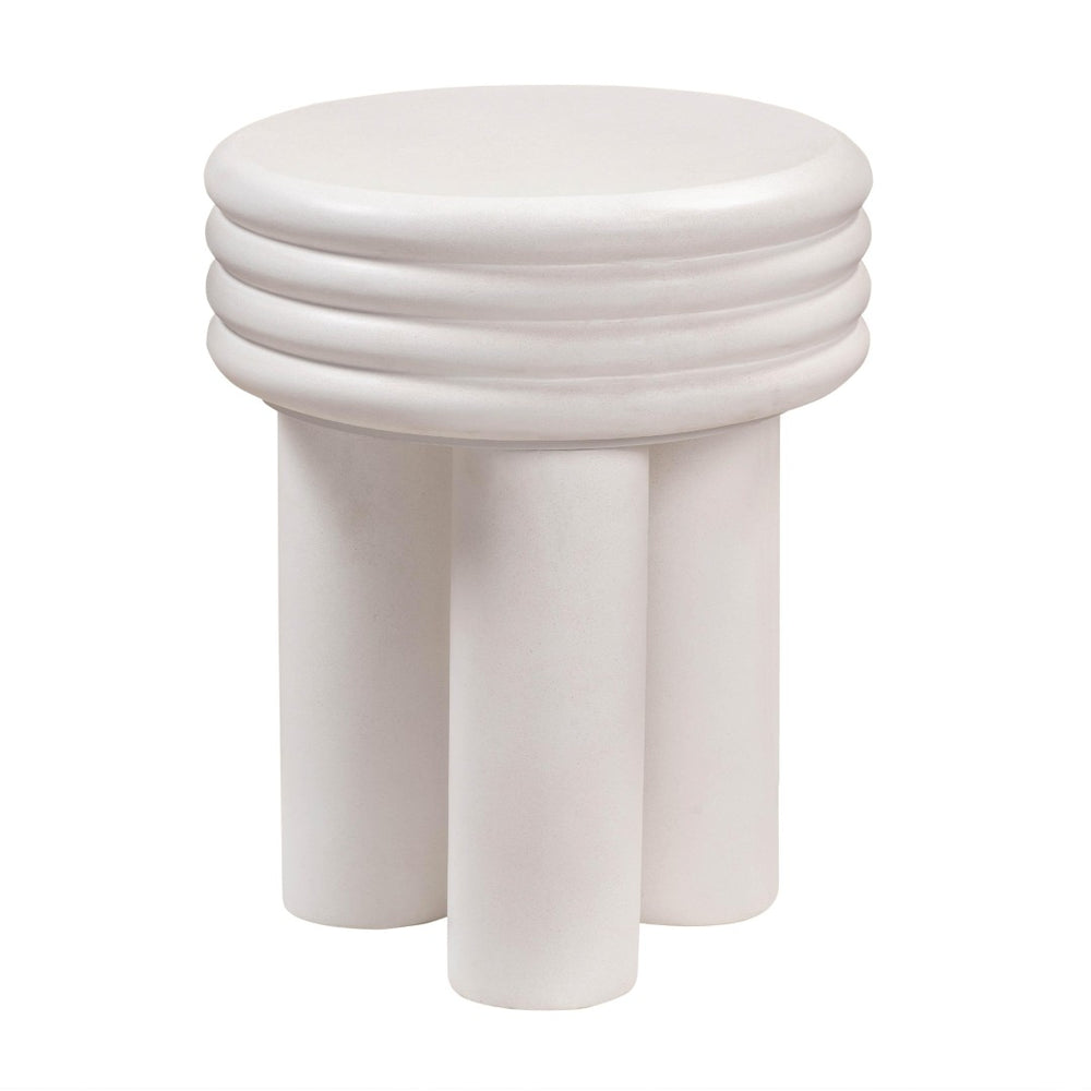 TOV Furniture Delta Concrete Round Side Table - Modern Elegance for Indoor and Outdoor Spaces, Fully Assembled Ivory TOV-O44065