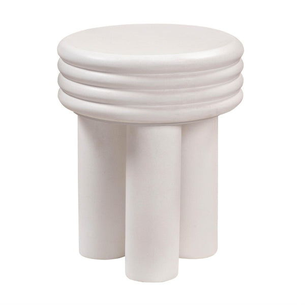 TOV Furniture Delta Concrete Round Side Table - Modern Elegance for Indoor and Outdoor Spaces, Fully Assembled Ivory TOV-O44065
