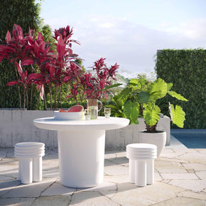 TOV Furniture Delta Concrete Round Side Table - Modern Elegance for Indoor and Outdoor Spaces, Fully Assembled Ivory TOV-O44065