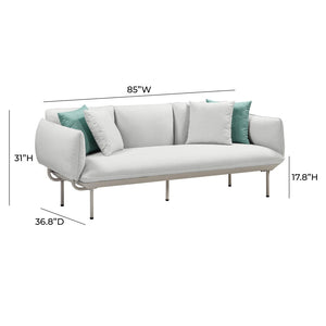 TOV Furniture Katti 85" Outdoor Sofa - Elevate Your Space with Durable Comfort and Modern Minimalist Design Light Grey TOV-O54257