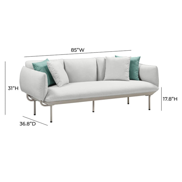TOV Furniture Katti 85" Outdoor Sofa - Elevate Your Space with Durable Comfort and Modern Minimalist Design Light Grey TOV-O54257