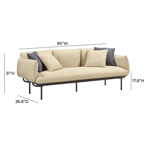 TOV Furniture Katti 85" Outdoor Sofa - Elevate Your Space with Durable Comfort and Modern Minimalist Design Beige TOV-O54258