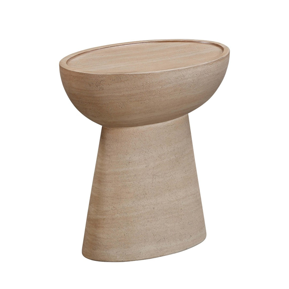 TOV Furniture Eclipse Textured Faux Travertine Side Table - Stylish Indoor/Outdoor Accent for Modern Spaces TOV-O54274