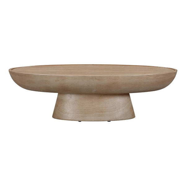 TOV Furniture Eclipse Textured Faux Travertine Coffee Table – Modern Indoor/Outdoor Accent for Elegant Spaces TOV-O54275