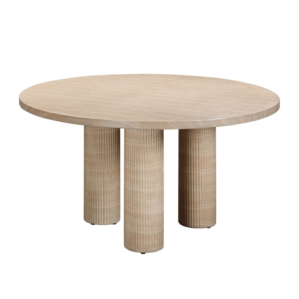 TOV Furniture Patti 55" Retro-Inspired Textured Faux Travertine Round Dining Table for Indoor & Outdoor Use TOV-O54276