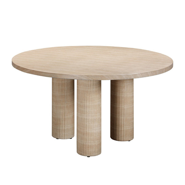 TOV Furniture Patti 55" Retro-Inspired Textured Faux Travertine Round Dining Table for Indoor & Outdoor Use TOV-O54276