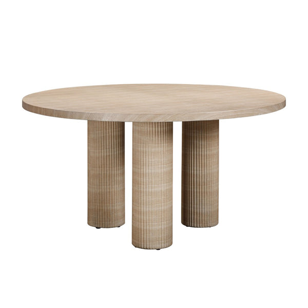 TOV Furniture Patti 55" Retro-Inspired Textured Faux Travertine Round Dining Table for Indoor & Outdoor Use TOV-O54276