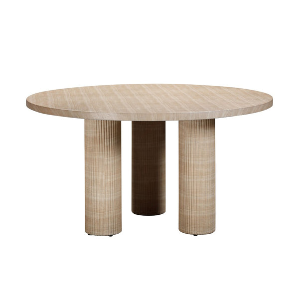 TOV Furniture Patti 55" Retro-Inspired Textured Faux Travertine Round Dining Table for Indoor & Outdoor Use TOV-O54276