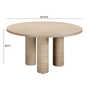 TOV Furniture Patti 55" Retro-Inspired Textured Faux Travertine Round Dining Table for Indoor & Outdoor Use TOV-O54276