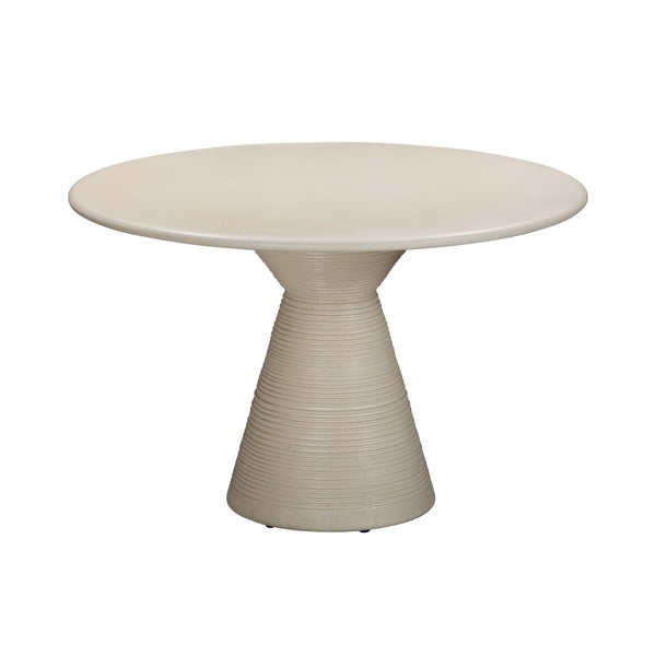 TOV Furniture Fern 47" Beige Textured Faux-Plaster Concrete Round Dining Table – Stylish Indoor/Outdoor Design TOV-O54277