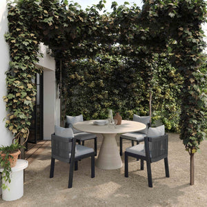 TOV Furniture Fern 47" Beige Textured Faux-Plaster Concrete Round Dining Table – Stylish Indoor/Outdoor Design TOV-O54277