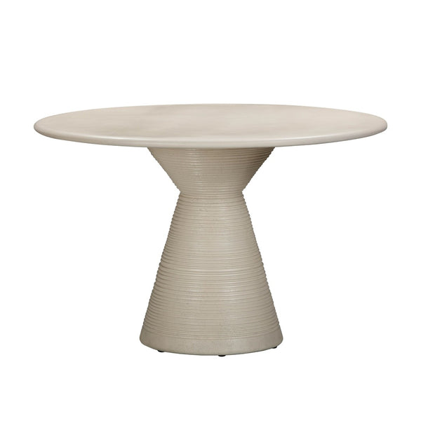 TOV Furniture Fern 47" Beige Textured Faux-Plaster Concrete Round Dining Table – Stylish Indoor/Outdoor Design TOV-O54277